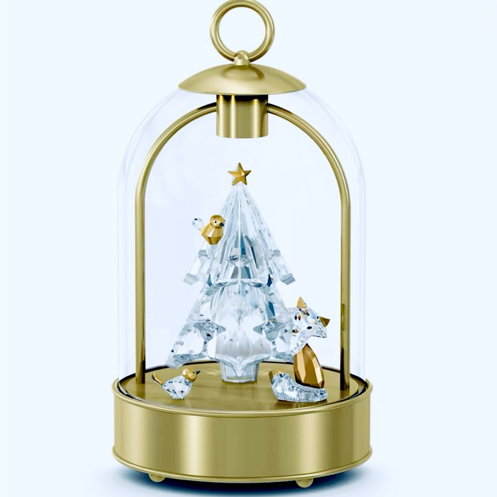 NIB Swarovski Christmas Holiday Magic Winter Scene LED Lantern Bell Jar #5634035